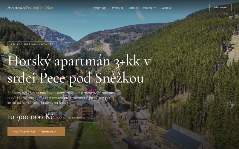 Web nemovitosti — horský apartmán Pec pod Sněžkou